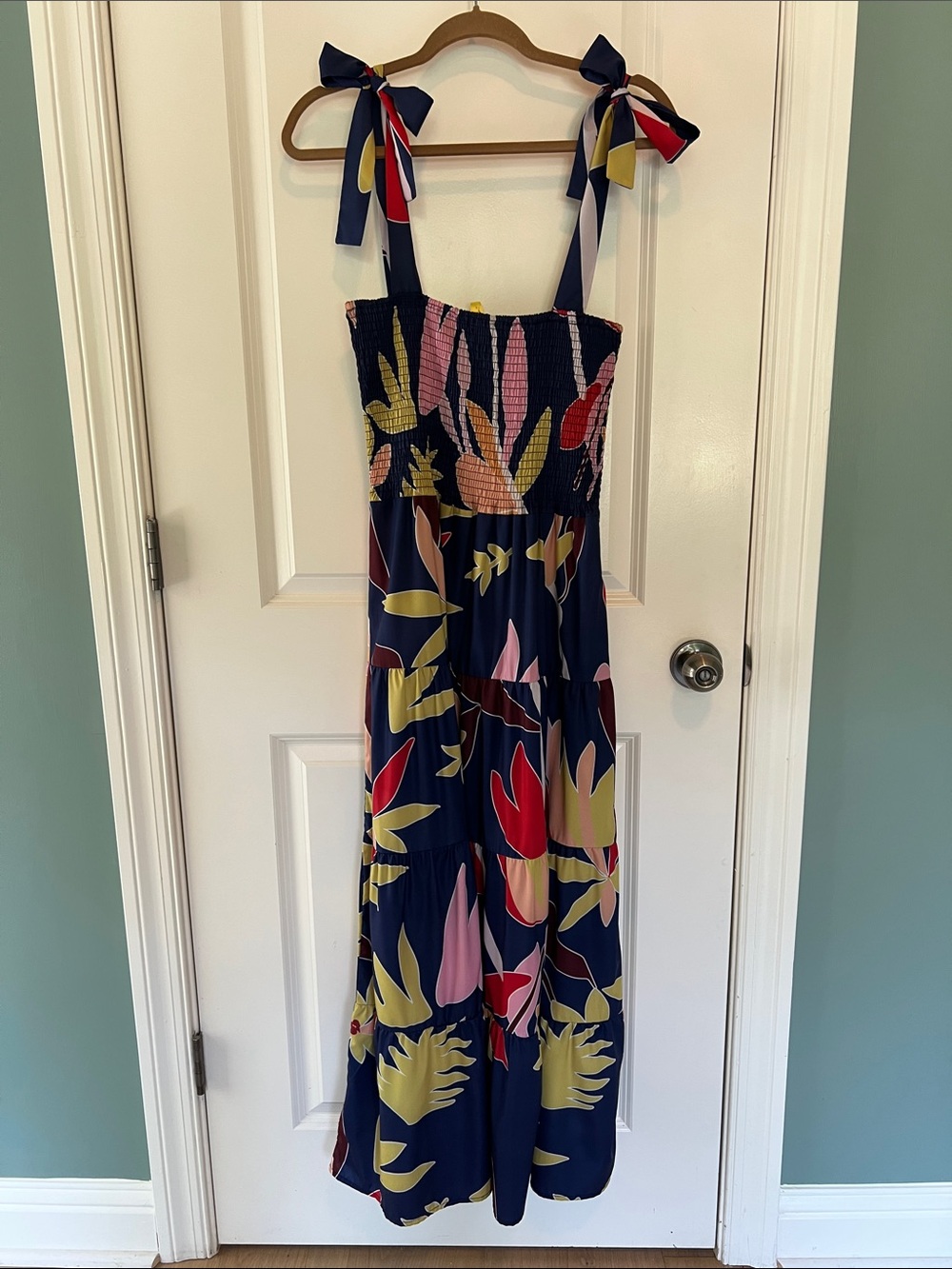Sunday Navy Floral Tie-Shoulder One-Piece Dress